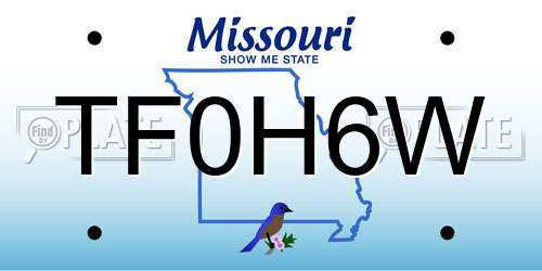 TF0H6W Missouri License Plate