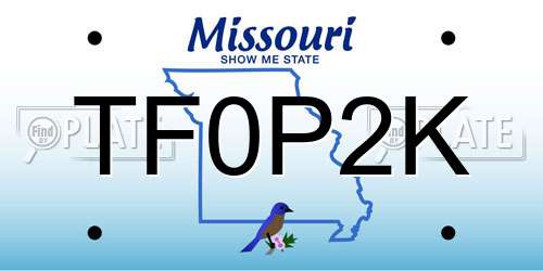 TF0P2K Missouri License Plate