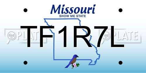 TF1R7L Missouri License Plate