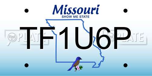 TF1U6P Missouri License Plate