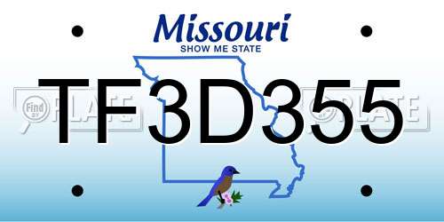TF3D355 Missouri License Plate
