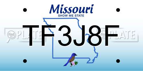 TF3J8F Missouri License Plate