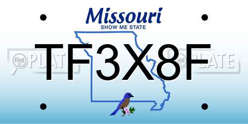 TF3X8F Missouri License Plate