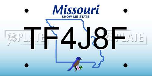 TF4J8F Missouri License Plate