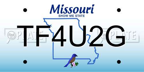 TF4U2G Missouri License Plate