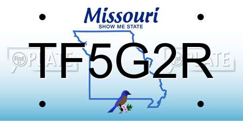 TF5G2R Missouri License Plate