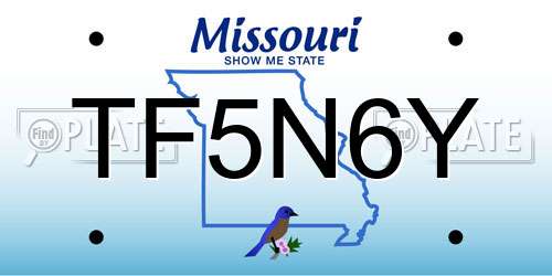 TF5N6Y Missouri License Plate