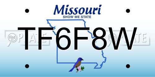 TF6F8W Missouri License Plate