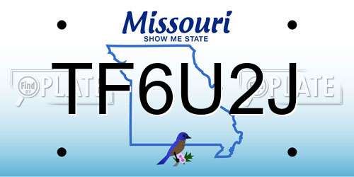 TF6U2J Missouri License Plate