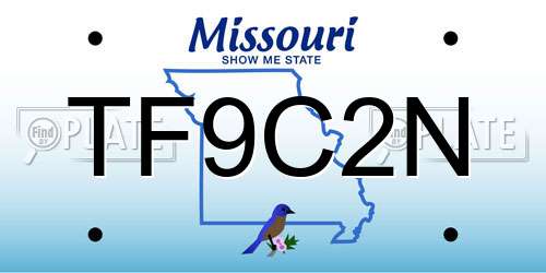 TF9C2N Missouri License Plate