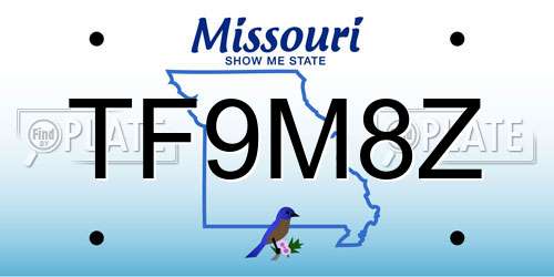 TF9M8Z Missouri License Plate