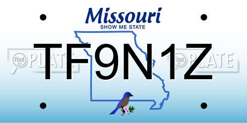 TF9N1Z Missouri License Plate