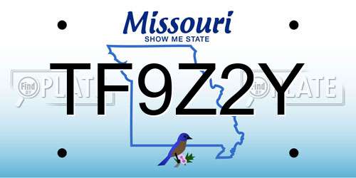 TF9Z2Y Missouri License Plate