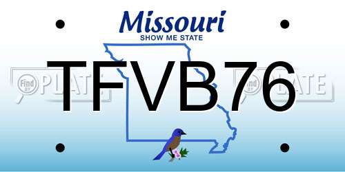 TFVB76 Missouri License Plate
