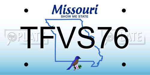 TFVS76 Missouri License Plate