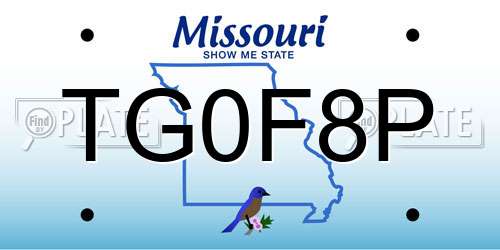 TG0F8P Missouri License Plate