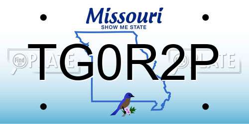 TG0R2P Missouri License Plate