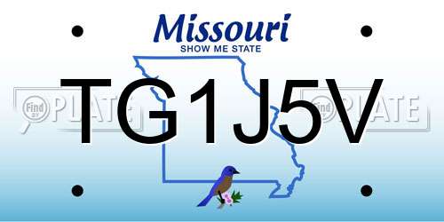 TG1J5V Missouri License Plate