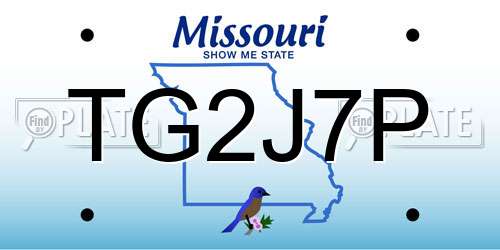 TG2J7P Missouri License Plate