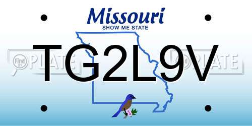 TG2L9V Missouri License Plate