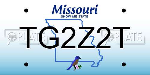 TG2Z2T Missouri License Plate