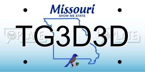 TG3D3D Missouri License Plate