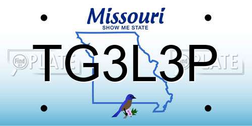 TG3L3P Missouri License Plate