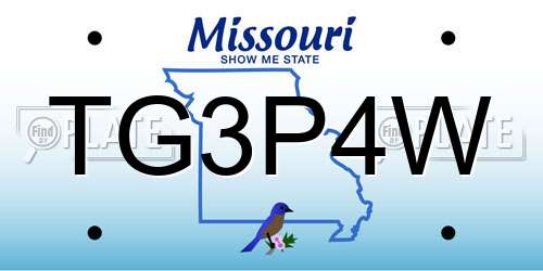 TG3P4W Missouri License Plate
