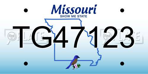 TG47123 Missouri License Plate