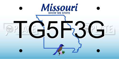 TG5F3G Missouri License Plate