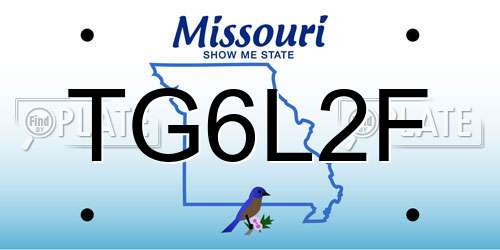 TG6L2F Missouri License Plate