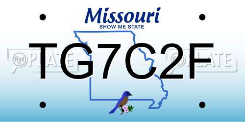 TG7C2F Missouri License Plate