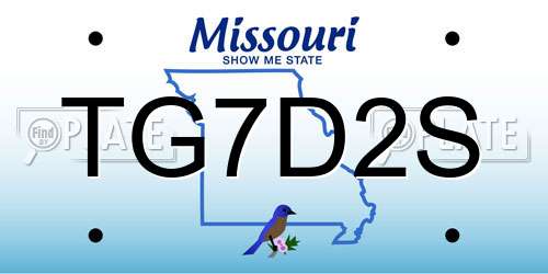 TG7D2S Missouri License Plate
