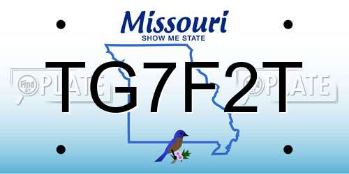 TG7F2T Missouri License Plate