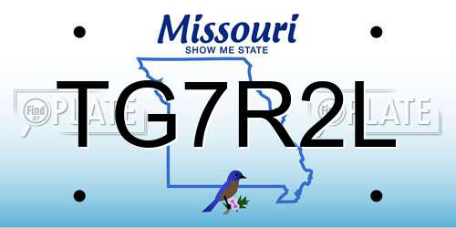 TG7R2L Missouri License Plate