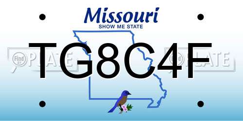 TG8C4F Missouri License Plate