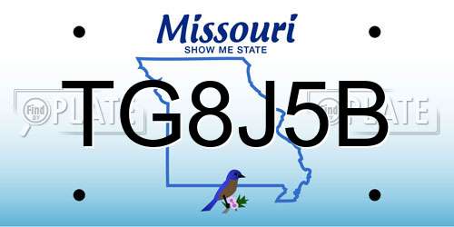 TG8J5B Missouri License Plate