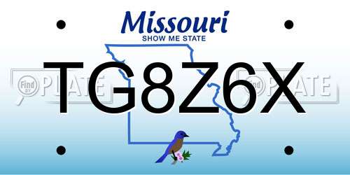 TG8Z6X Missouri License Plate