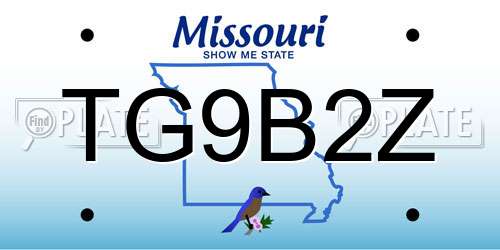 TG9B2Z Missouri License Plate
