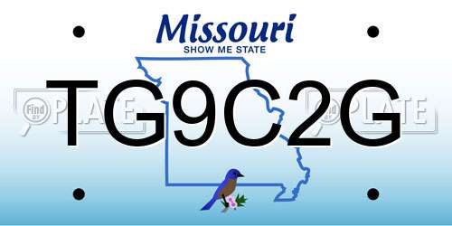 TG9C2G Missouri License Plate