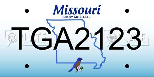 TGA2123 Missouri License Plate