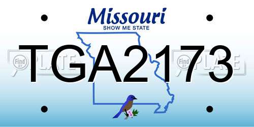 TGA2173 Missouri License Plate