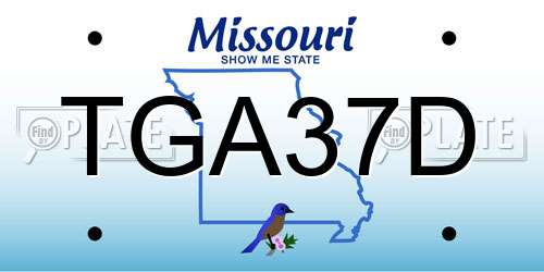 TGA37D Missouri License Plate