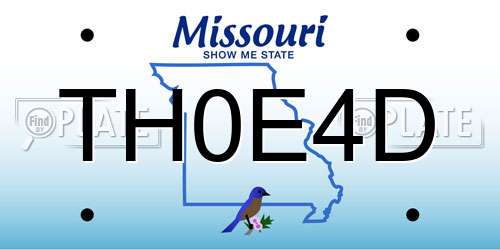 TH0E4D Missouri License Plate