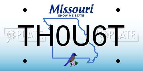 TH0U6T Missouri License Plate