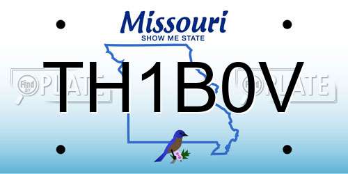 TH1B0V Missouri License Plate