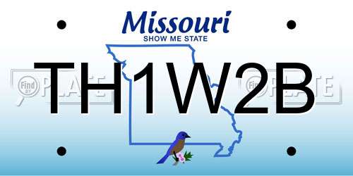 TH1W2B Missouri License Plate