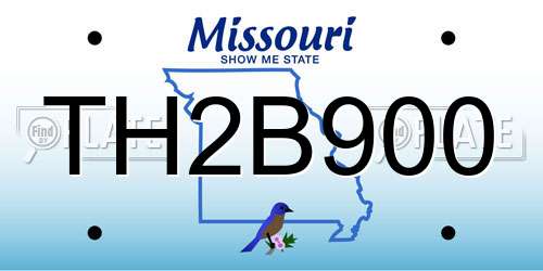 TH2B900 Missouri License Plate