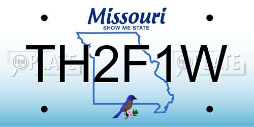 TH2F1W Missouri License Plate