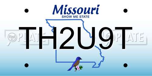 TH2U9T Missouri License Plate